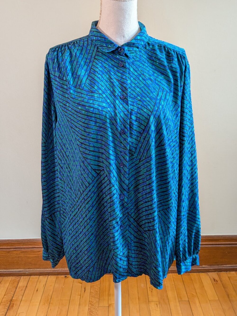 Vintage 1970s Geometric Striped Blouse